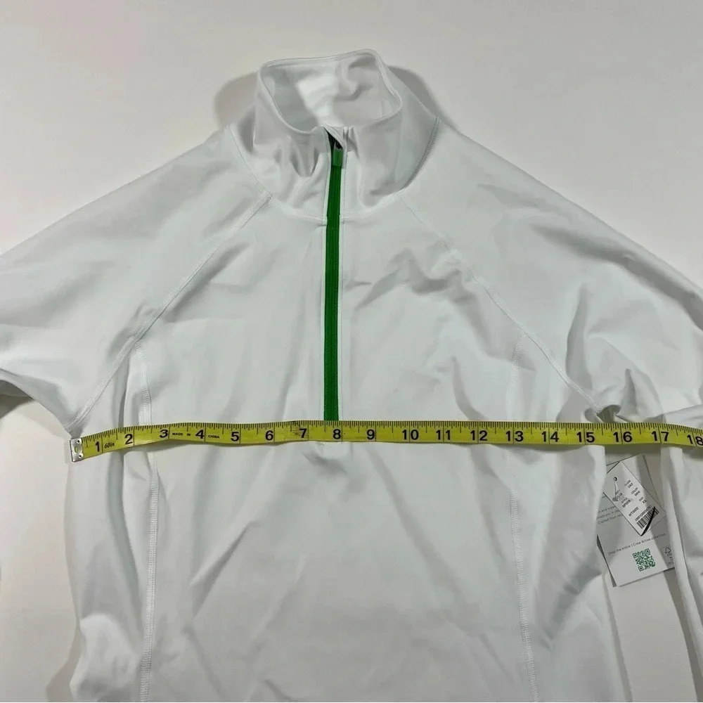 New J Crew Cloudstretch Half Zip Pullover Shirt White Green - Picture 7 of 8